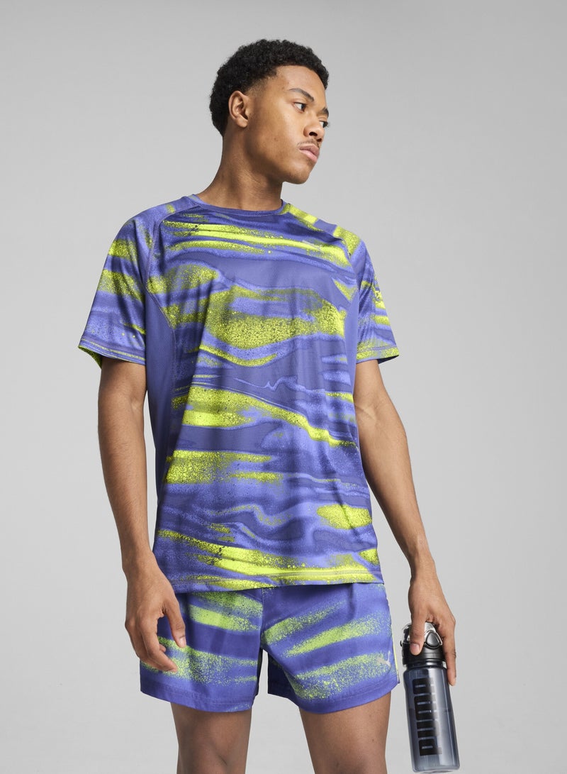 PUMA VELOCITY All-Over Print Running Mens Blue T-Shirt - Image 1